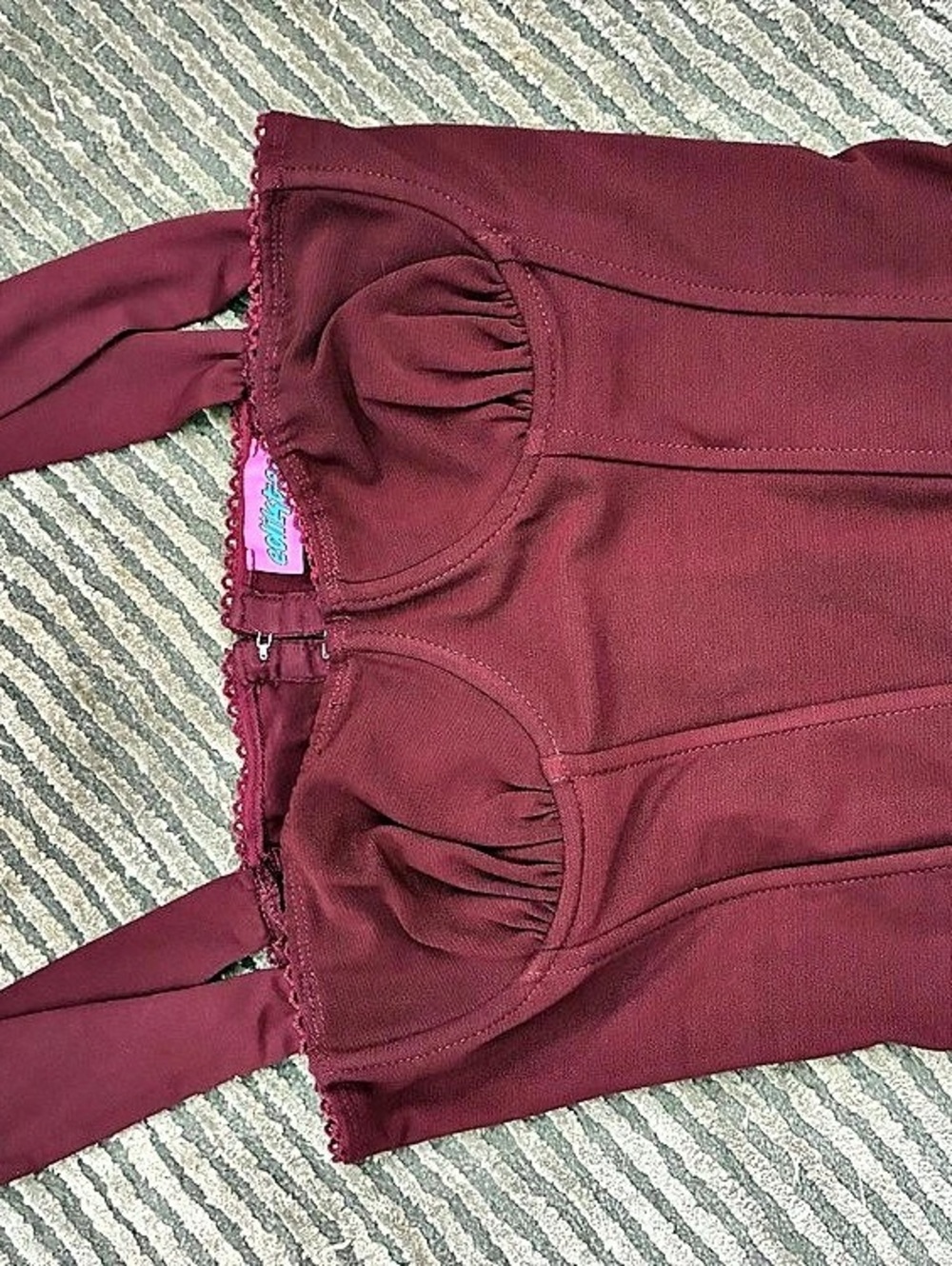 Edikted Deirdre Mesh Lace-Up Corset Burgundy Tank Top